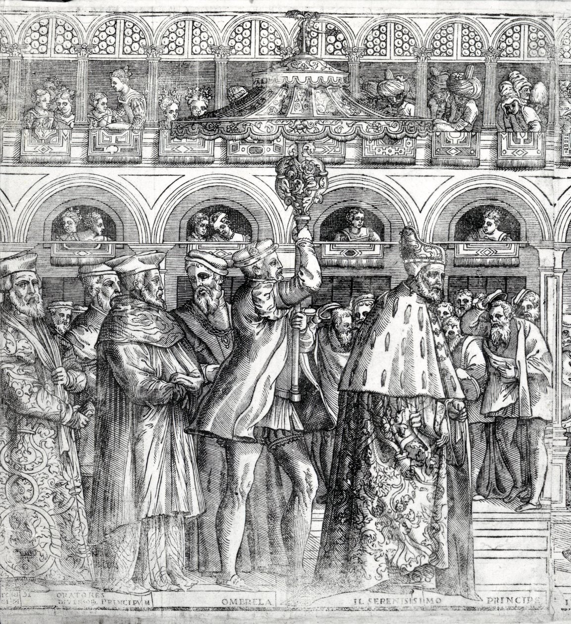 Dogale processie (detail) door Matteo Pagani