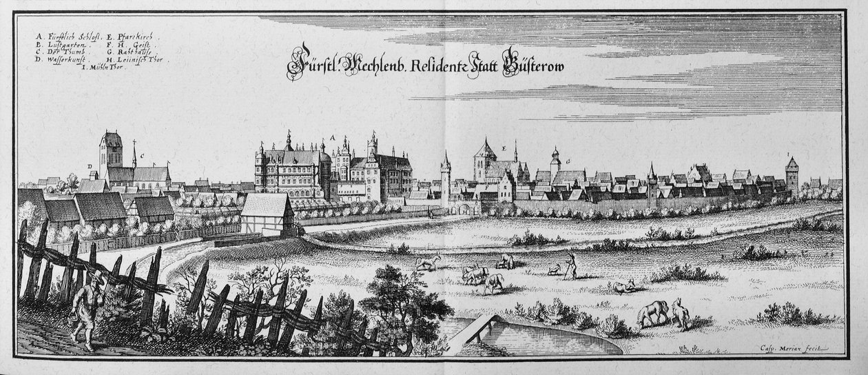 Büsterow door Matthaus Merian