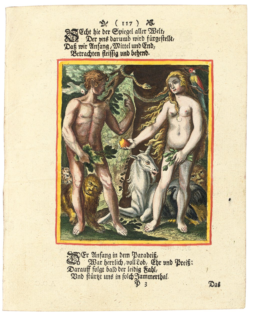 Adam en Eva, ca. 1700-1725 door Matthaus Merian