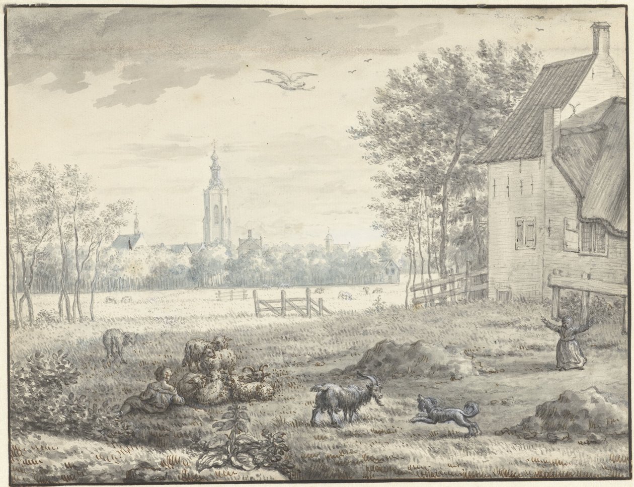 Gezicht op Den Haag door Mattheus Verheyden