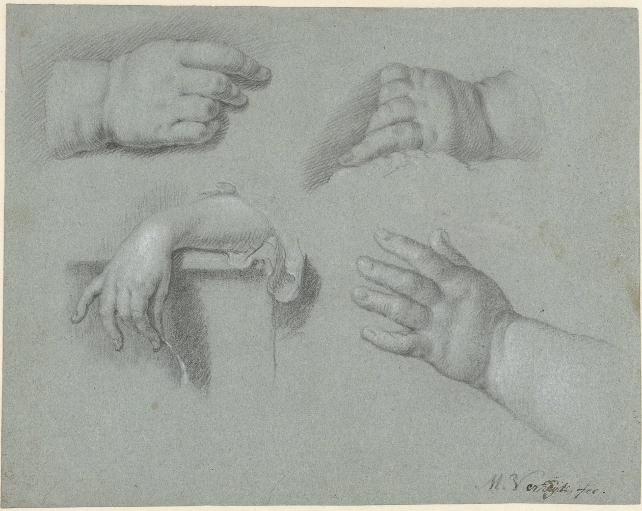 Studieblad met vier handen door Mattheus Verheyden