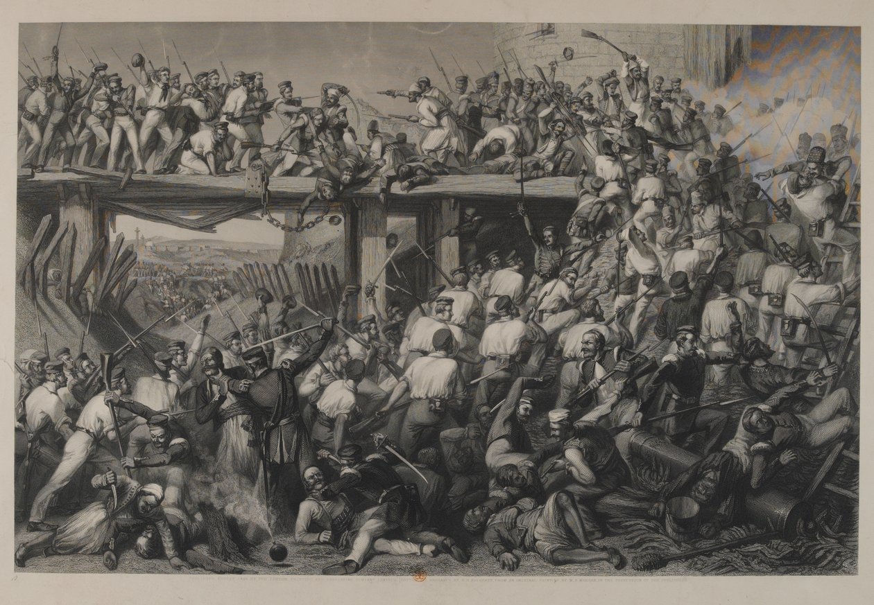 Bestorming van Delhi, gegraveerd door T.H. Sherratt, gepubliceerd door de London Printing and Publishing Company, augustus 1859 door Matthew Somerville Morgan