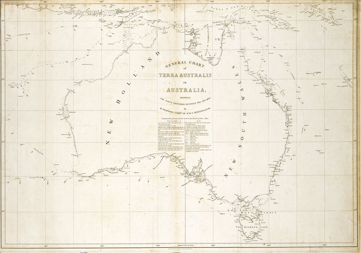 Kaart van Australië door Matthew Flinders