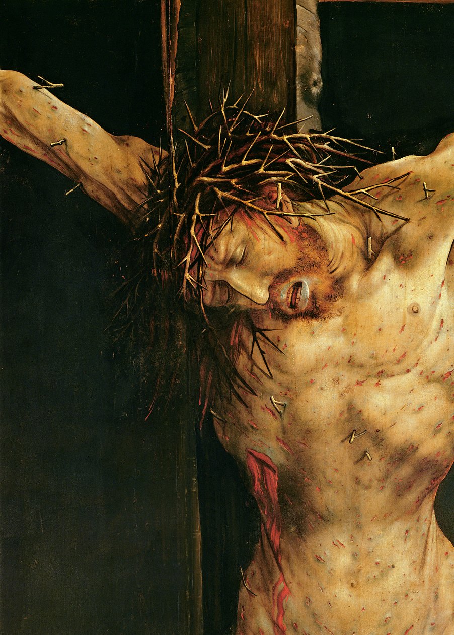 Christus aan het Kruis (detail) van het centrale Kruisigingspaneel van het Isenheim Altaarstuk, c.1512-15 door Matthias Grünewald