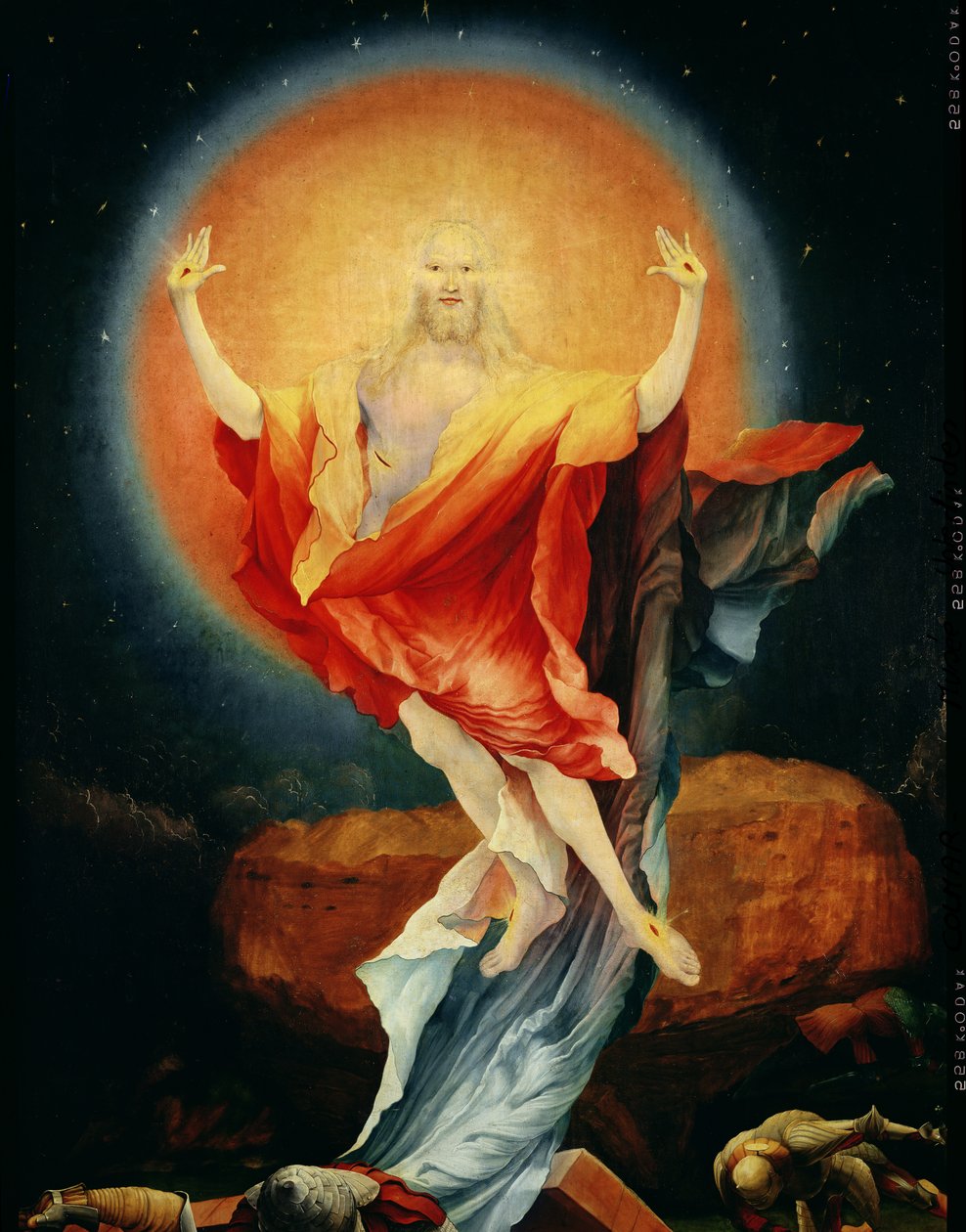 De Opstanding van Christus, van de rechtervleugel van het Isenheim Altaarstuk (detail) door Matthias Grünewald