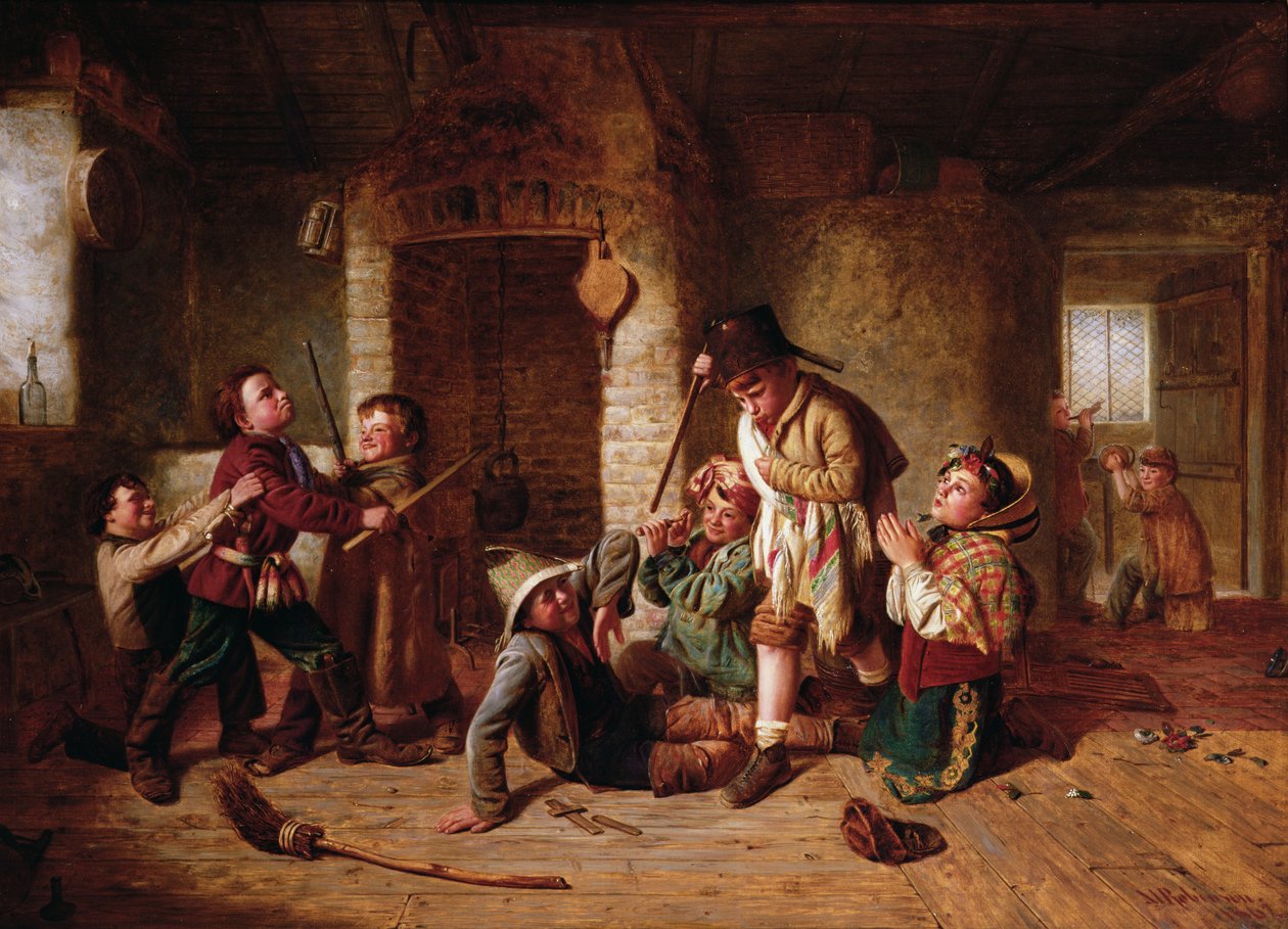 Soldaten aan het spelen, 1862 door Matthias Robinson