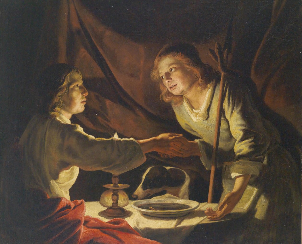 Esau en Jacob door Matthias Stomer