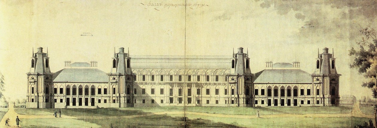 Het Tsaritsyno Paleis, ca. 1796 door Matvey Fyodorovich Kazakov