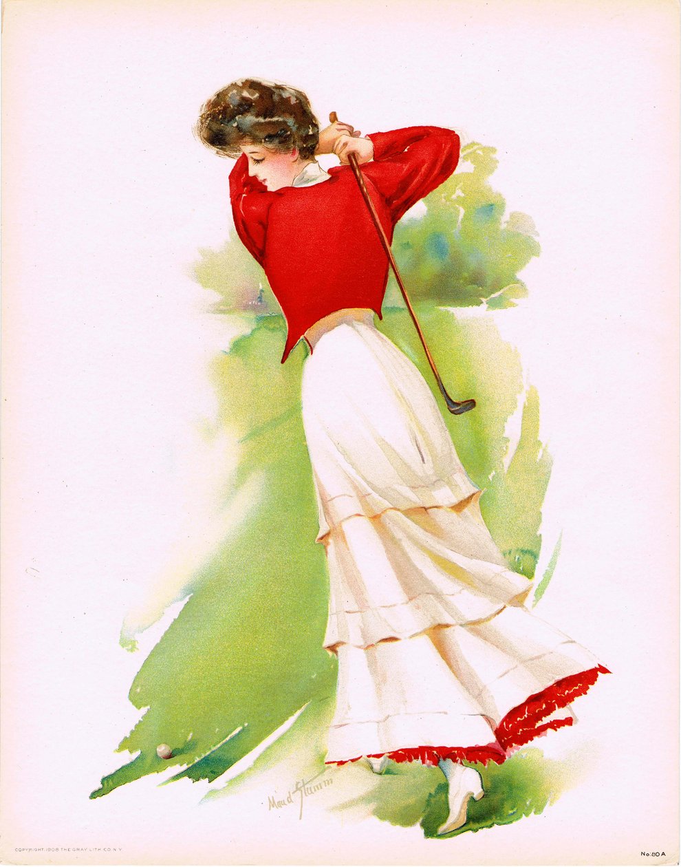 Dame golfer, 1908 door Maud Stumm