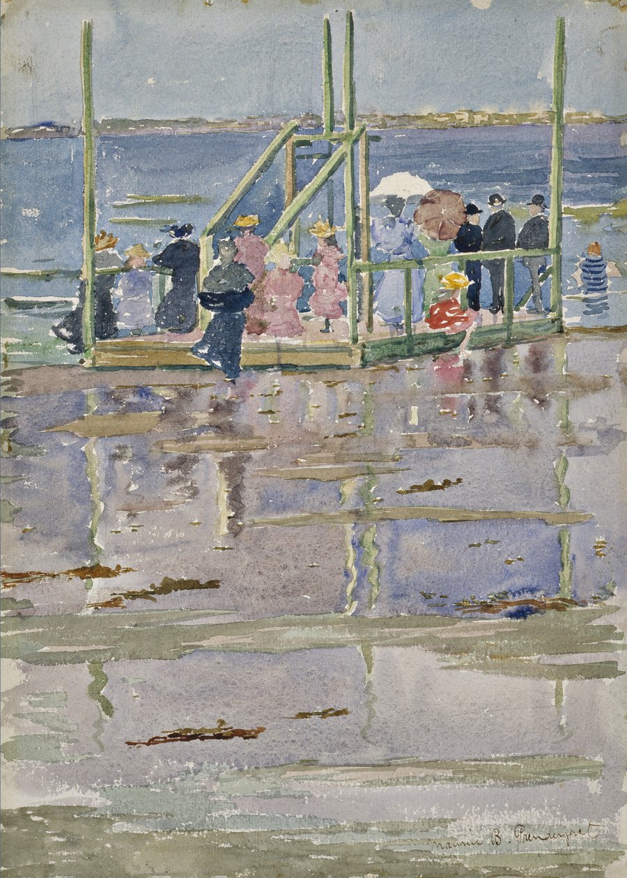 Vlot bij Eb, Revere Beach, c.1896-1897 door Maurice Brazil Prendergast