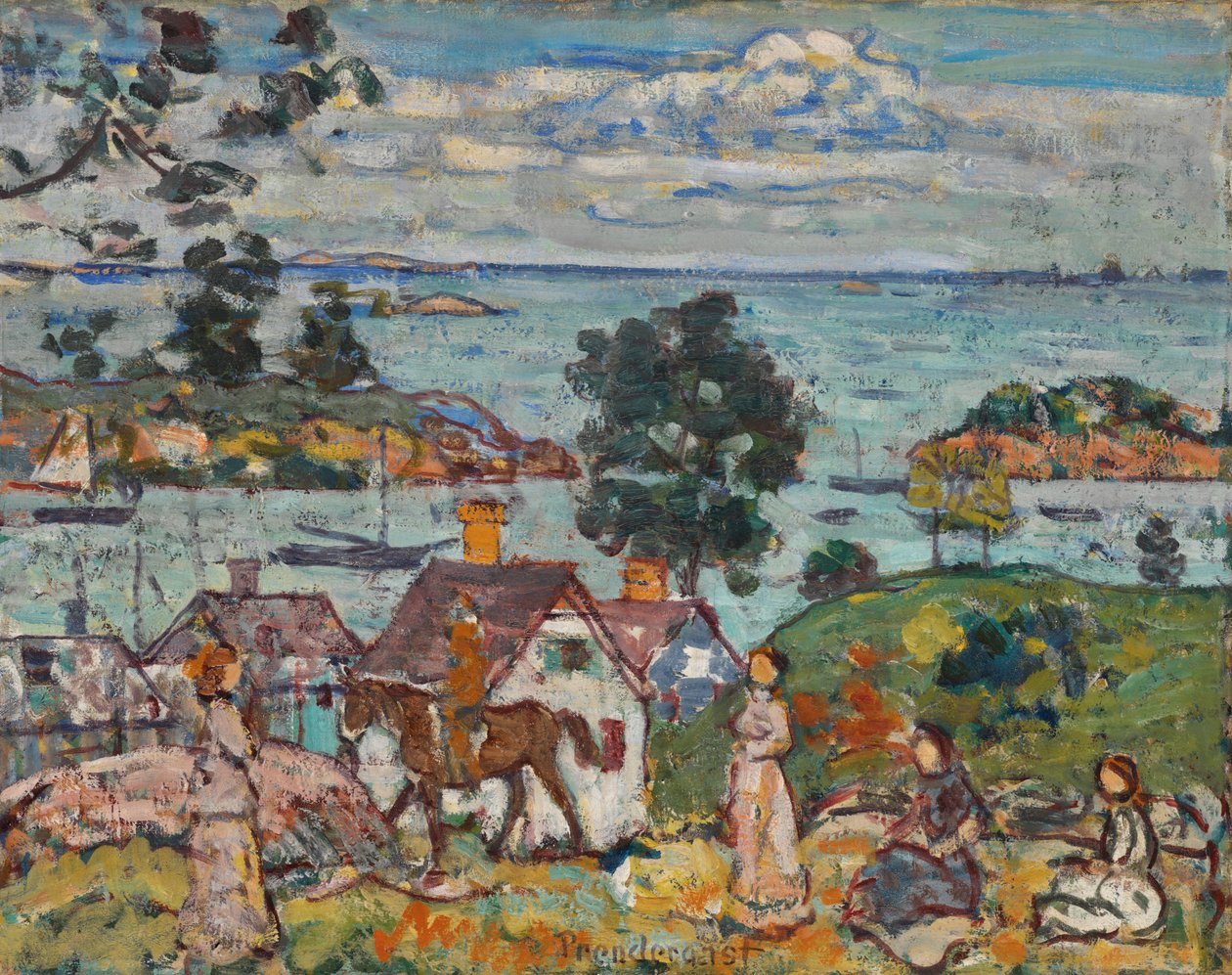 Waterinlaat en Huis, Glouster Haven, 1916-18 door Maurice Brazil Prendergast