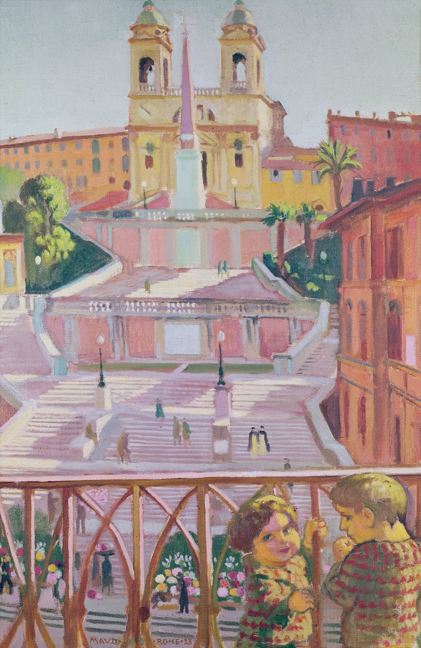 Spaanse Trappen en de Trinità dei Monti kerk, Rome, 1928 door Maurice Denis