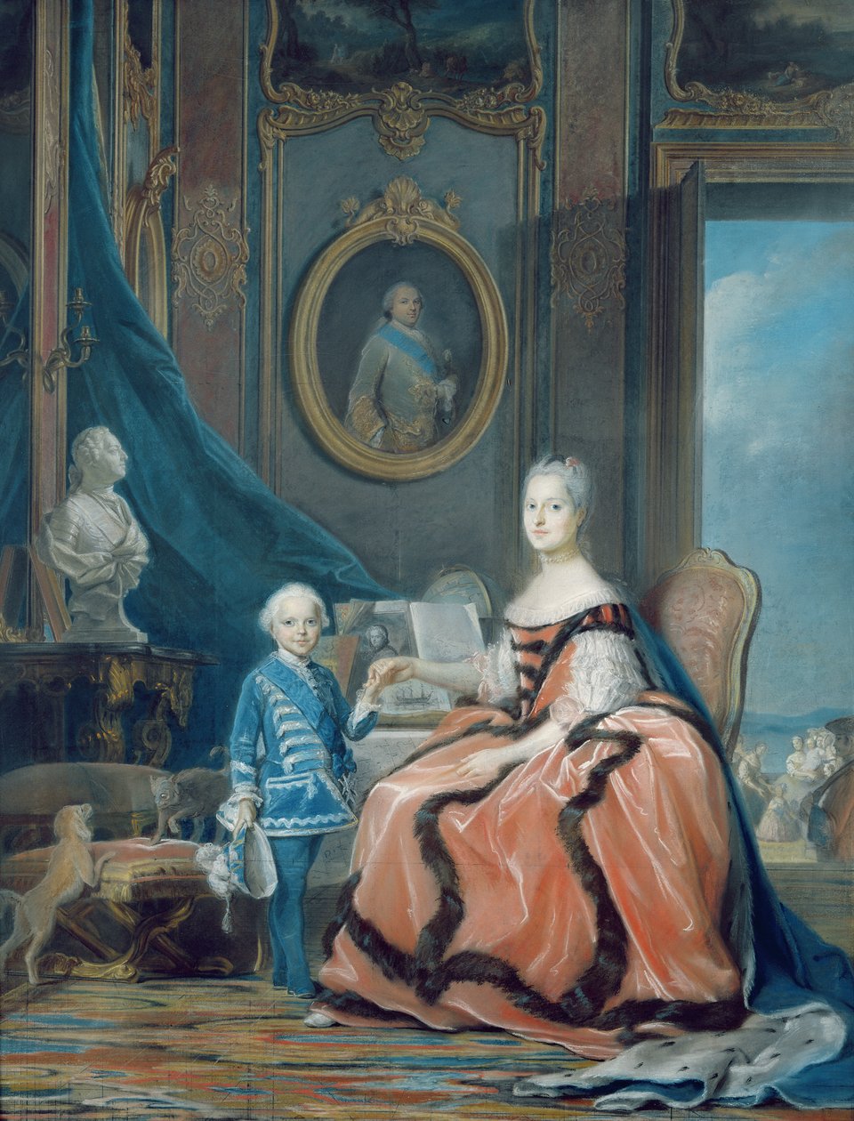 Portret van Marie-Josephe de Saxe (1731-67) Dauphine van Frankrijk en haar zoon Louis Joseph Xavier de France (1751-61) Hertog van Bourgondië, c.1760-61 door Maurice Quentin de La Tour