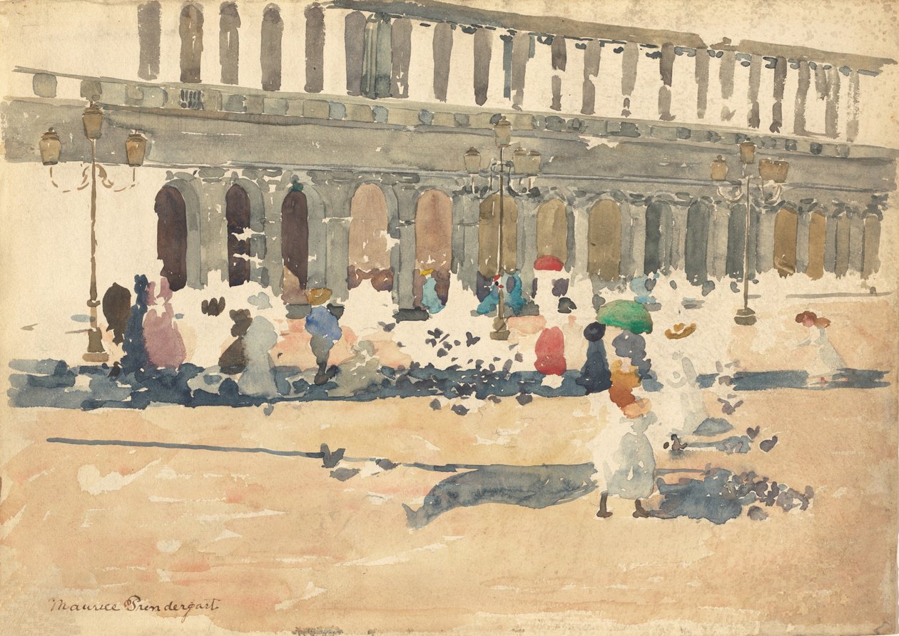 Caffè Florian in Venetië, 1898-1899 door Maurice Brazil Prendergast
