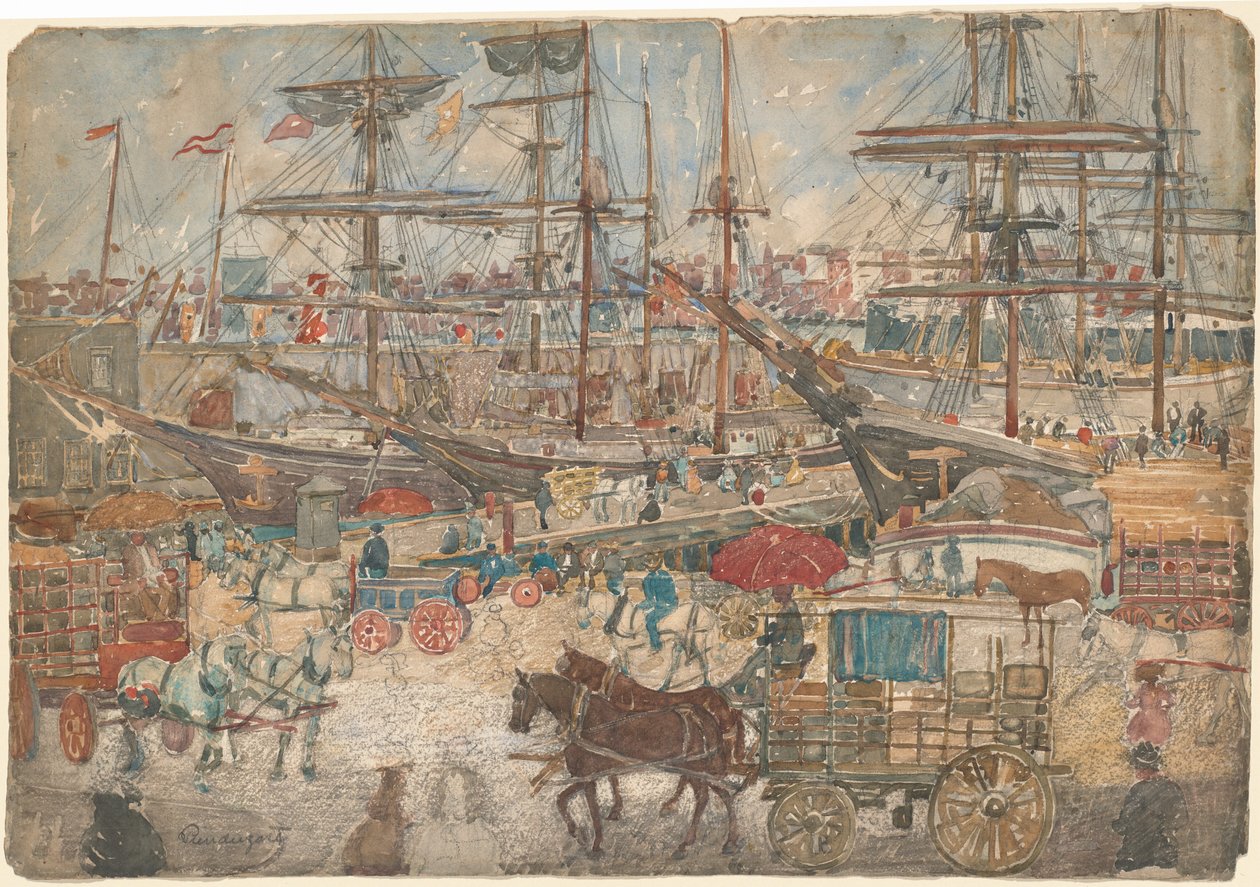 Dokken, Oost-Boston, 1900-1904 door Maurice Brazil Prendergast