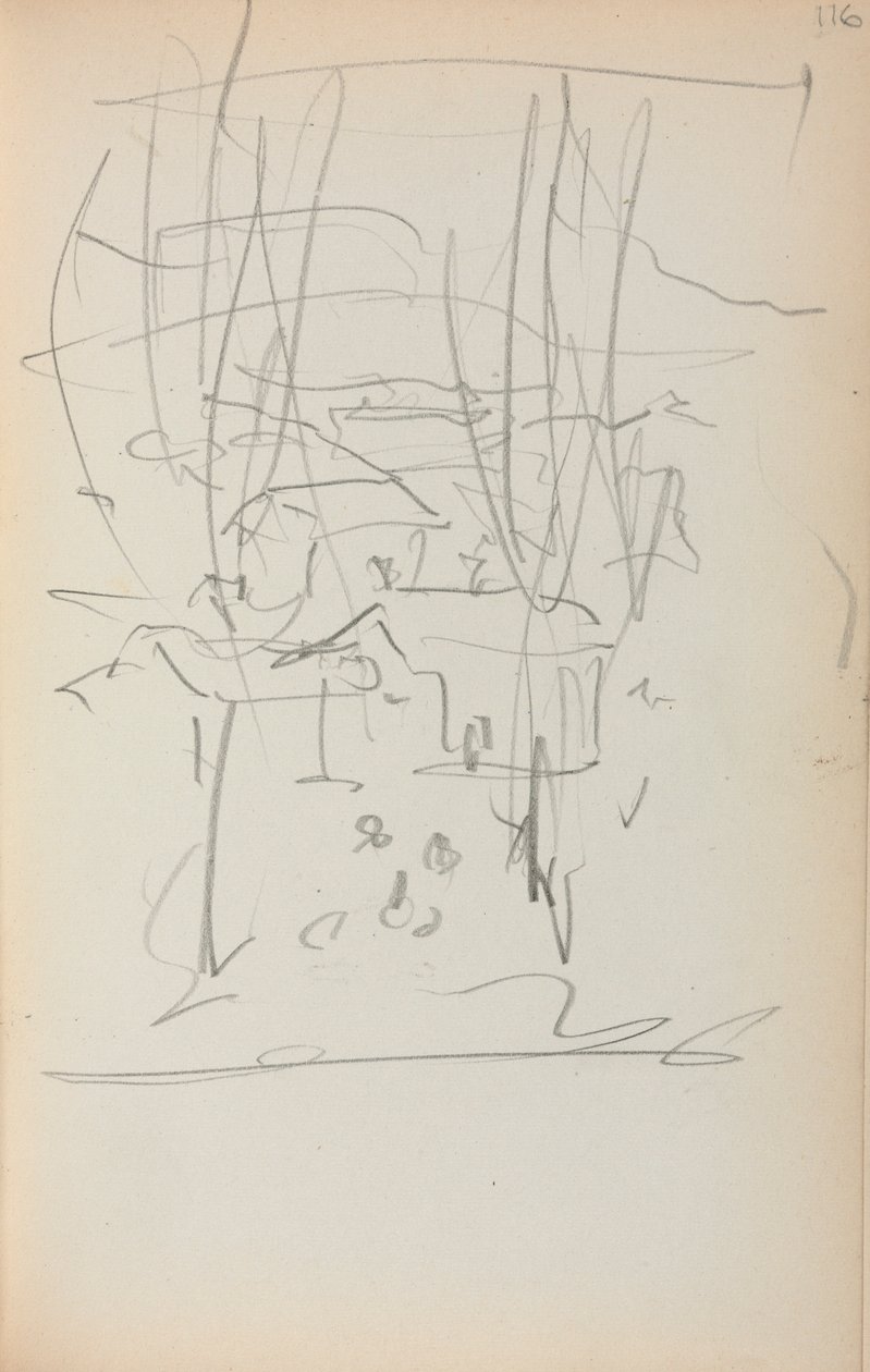 Italiaans Schetsboek: Landschap pagina 116, 1898-1899 door Maurice Brazil Prendergast