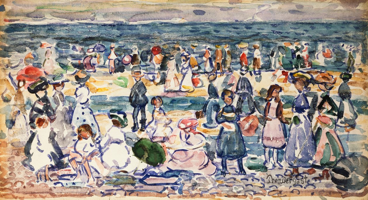 Laagwater, Revere Beach, ca. 1910-11 door Maurice Brazil Prendergast