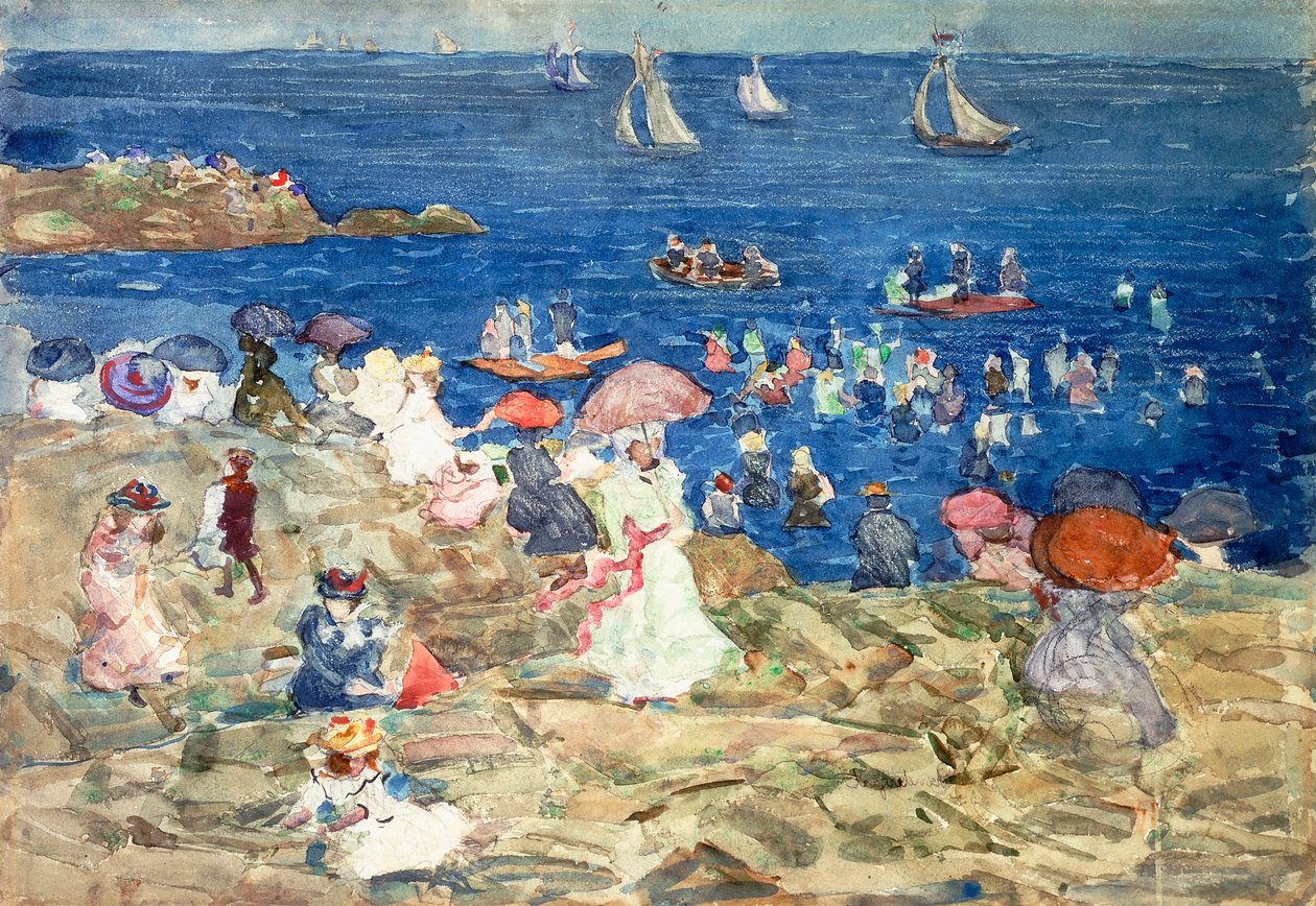 New England strandscène, ca. 1896-97 door Maurice Brazil Prendergast
