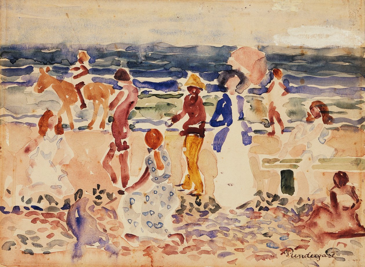 Op het strand, ca. 1920-23 door Maurice Brazil Prendergast