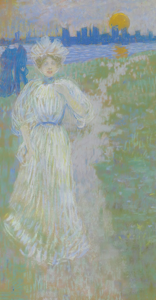 Zonsondergang, Boston door Maurice Brazil Prendergast