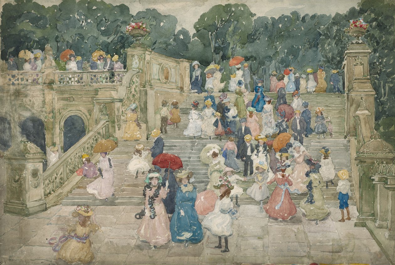 De Terrasbrug, Central Park, 1901 door Maurice Brazil Prendergast