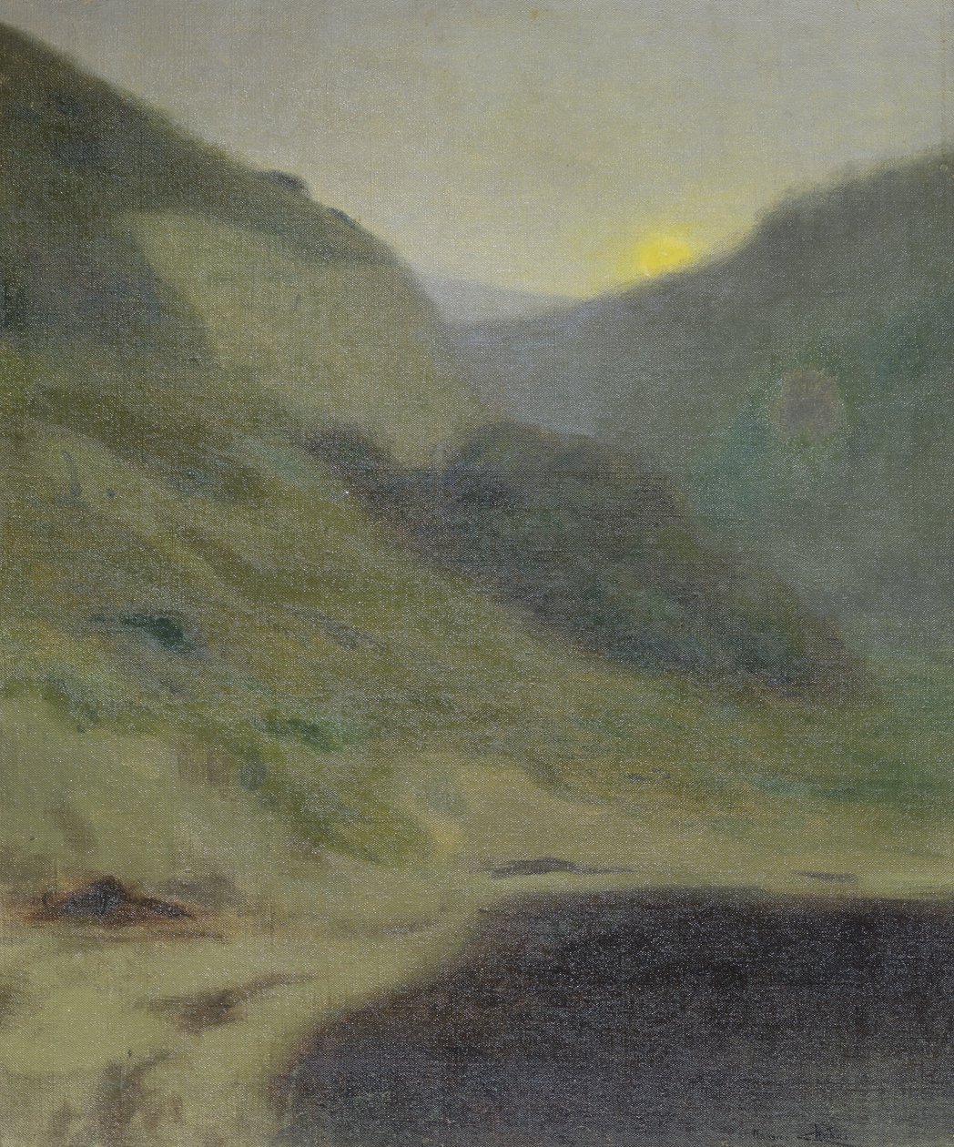 Landschap bij Schemering door Maurice Chabas