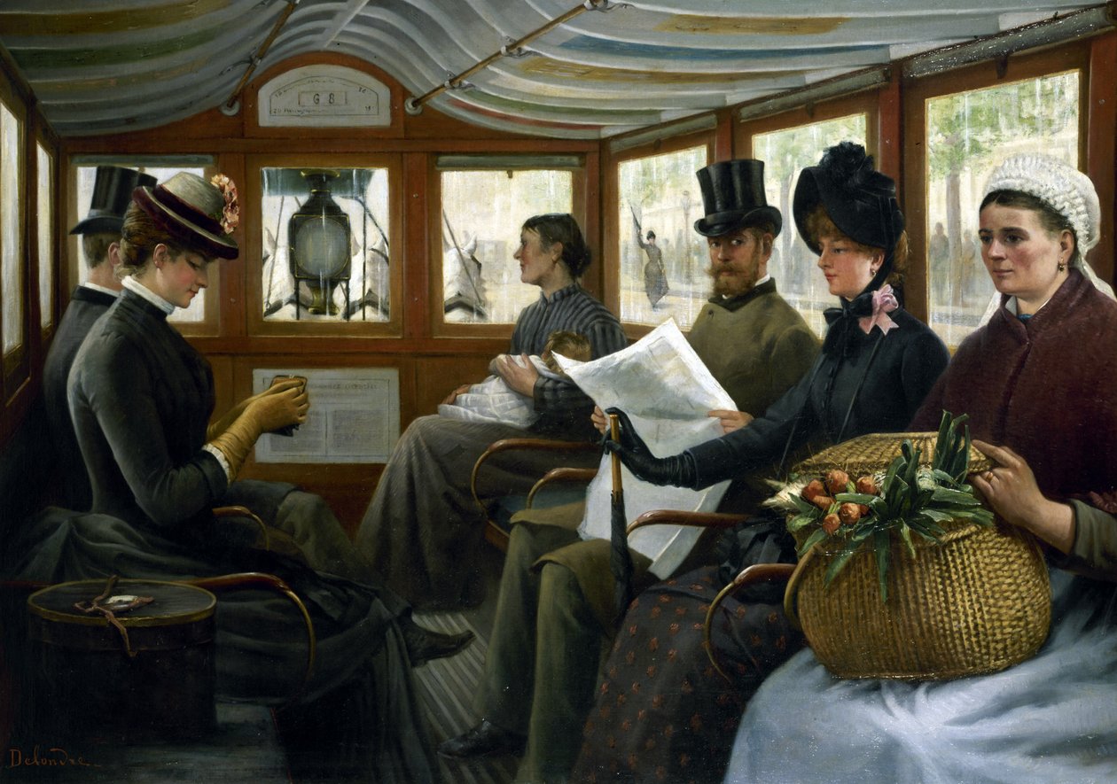 In een omnibus, 1885 door Maurice Delondre