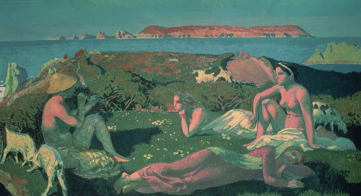 Een zeegezicht in groene tinten door Maurice Denis
