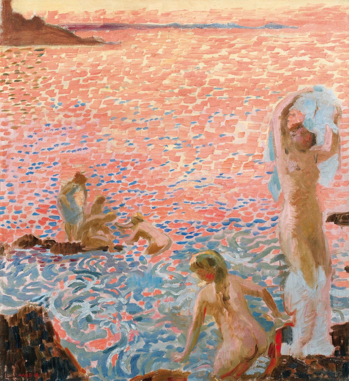 Baden bij Schemering Baigneuses au Crépuscule, 1912 door Maurice Denis