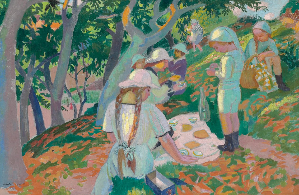 Le goûter sous les châtaigniers, 1914 door Maurice Denis