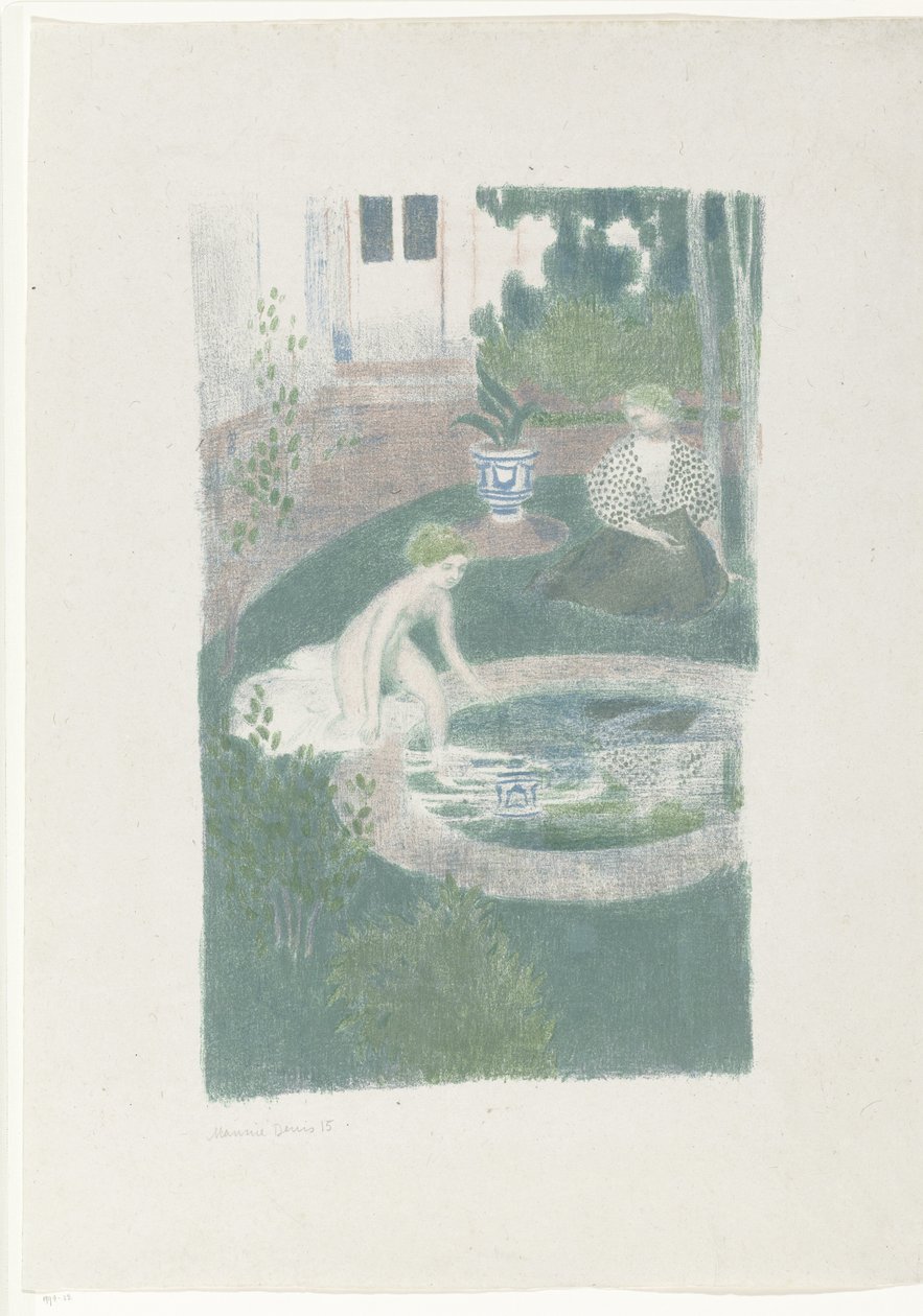 De weerspiegeling in de fontein door Maurice Denis