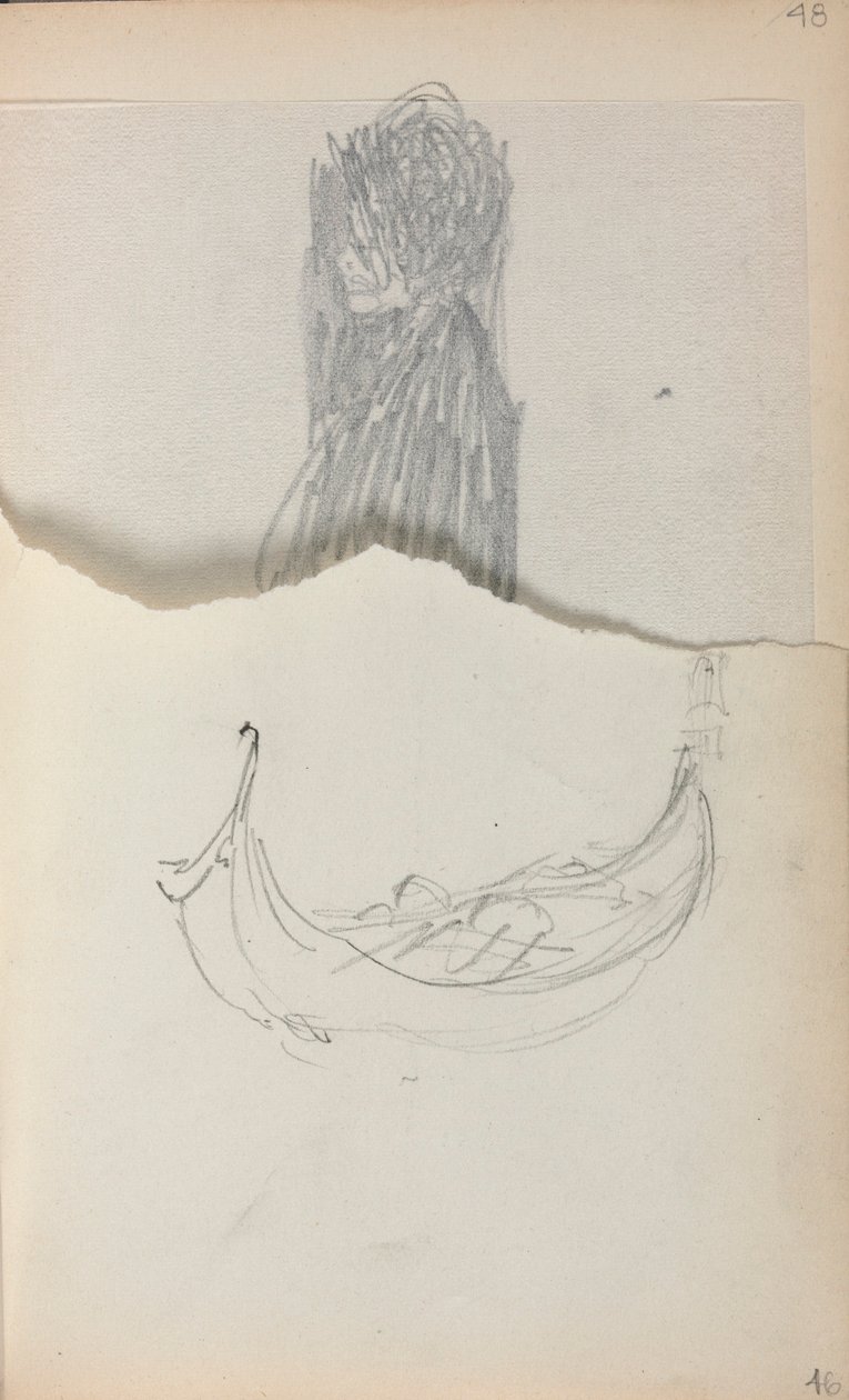 Italiaans schetsboek: Gondel (pagina 46) door Maurice Prendergast