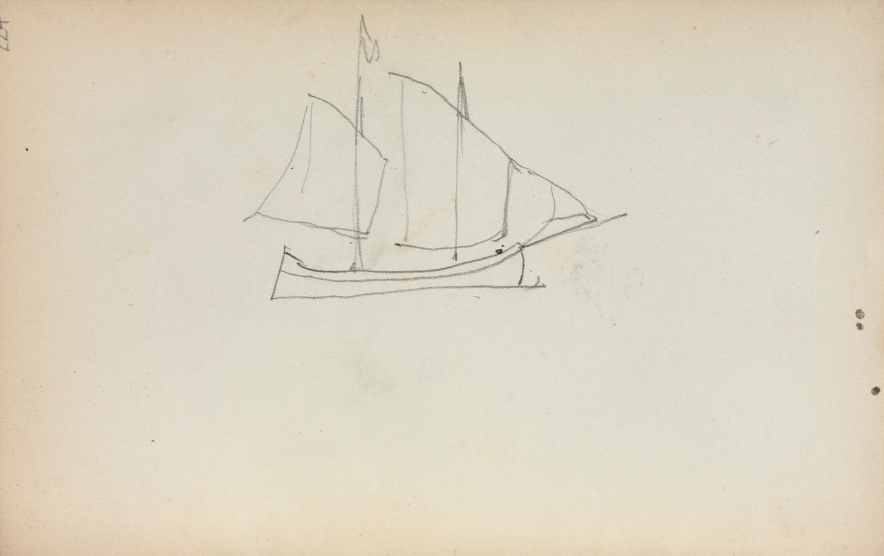 Italiaans schetsboek: Zeilboot (pagina 224) door Maurice Prendergast