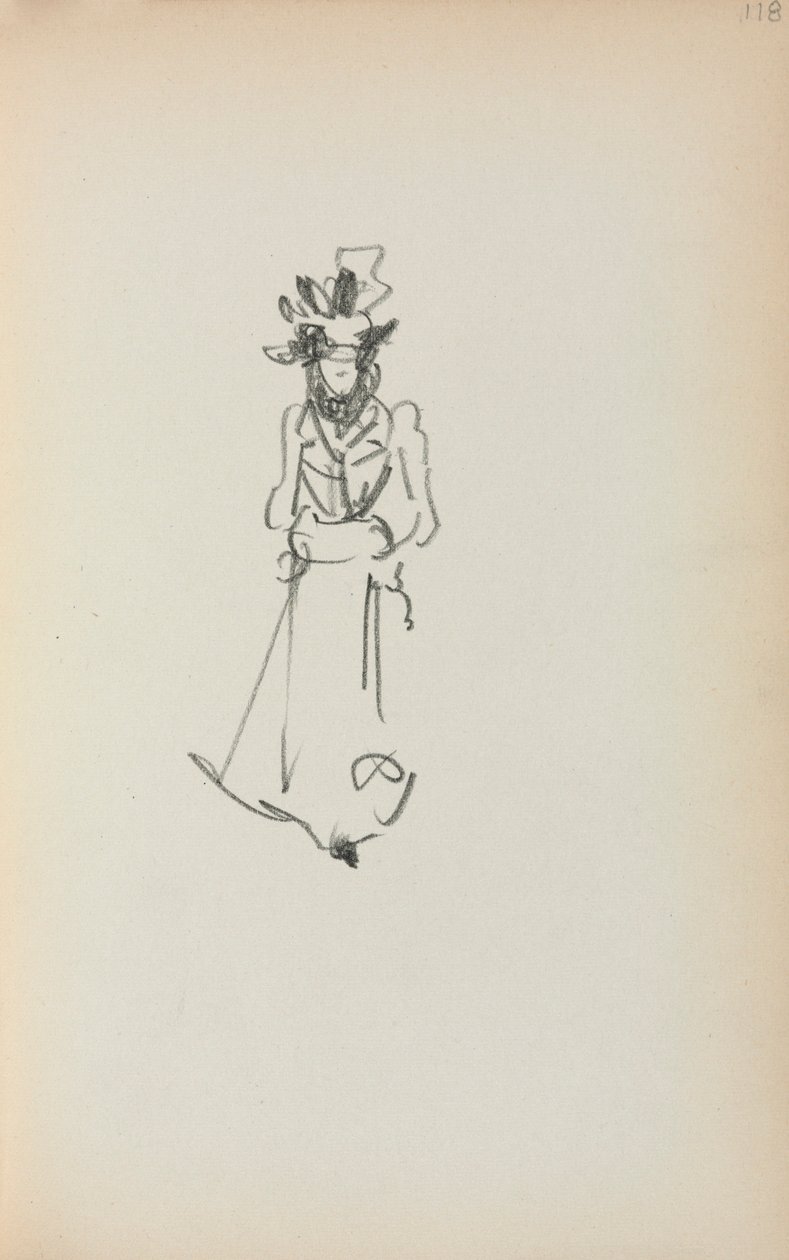 Italiaans schetsboek: Staande vrouw ( pagina 118) door Maurice Prendergast