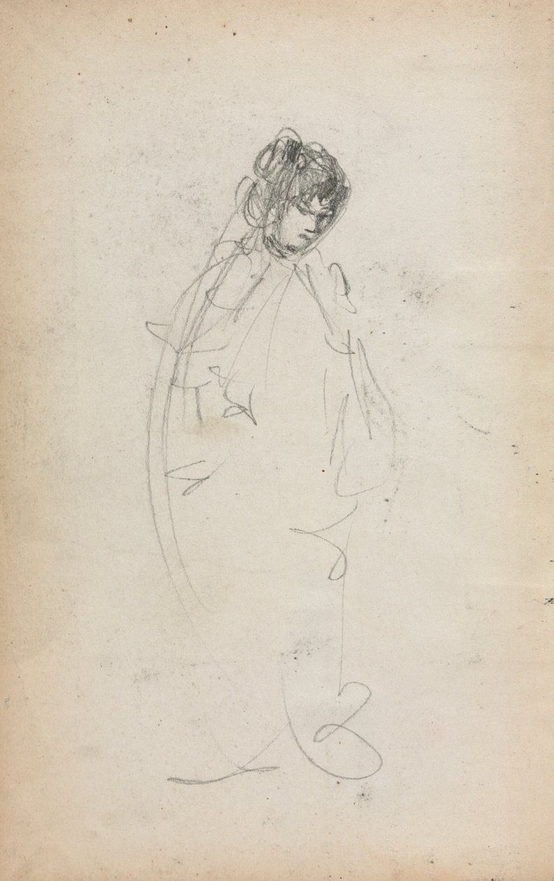 Italiaans schetsboek:  Staande vrouw (pagina 1) door Maurice Prendergast