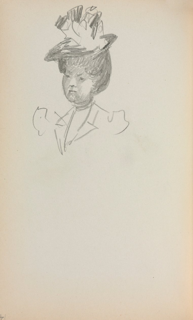 Italiaans schetsboek: Vrouw, borstlengte (pagina 142) door Maurice Prendergast