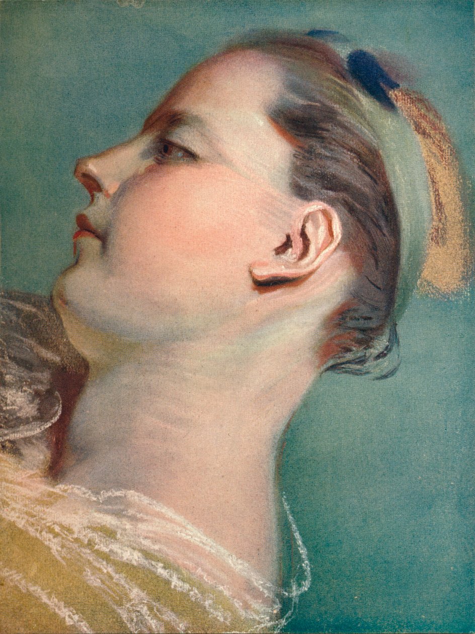 Tete Penchee, ca. 1752 door Maurice Quentin de La Tour