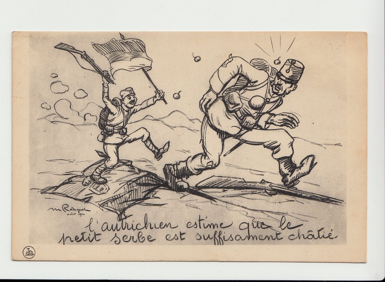 Ansichtkaart, Satirisch in Z & W door Maurice Radiguet