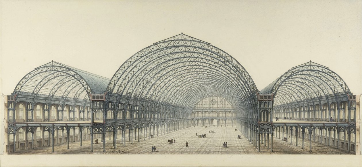 Universele Tentoonstelling 1855. Paleis van Industrie, dwarsdoorsnede door Max Berthelin