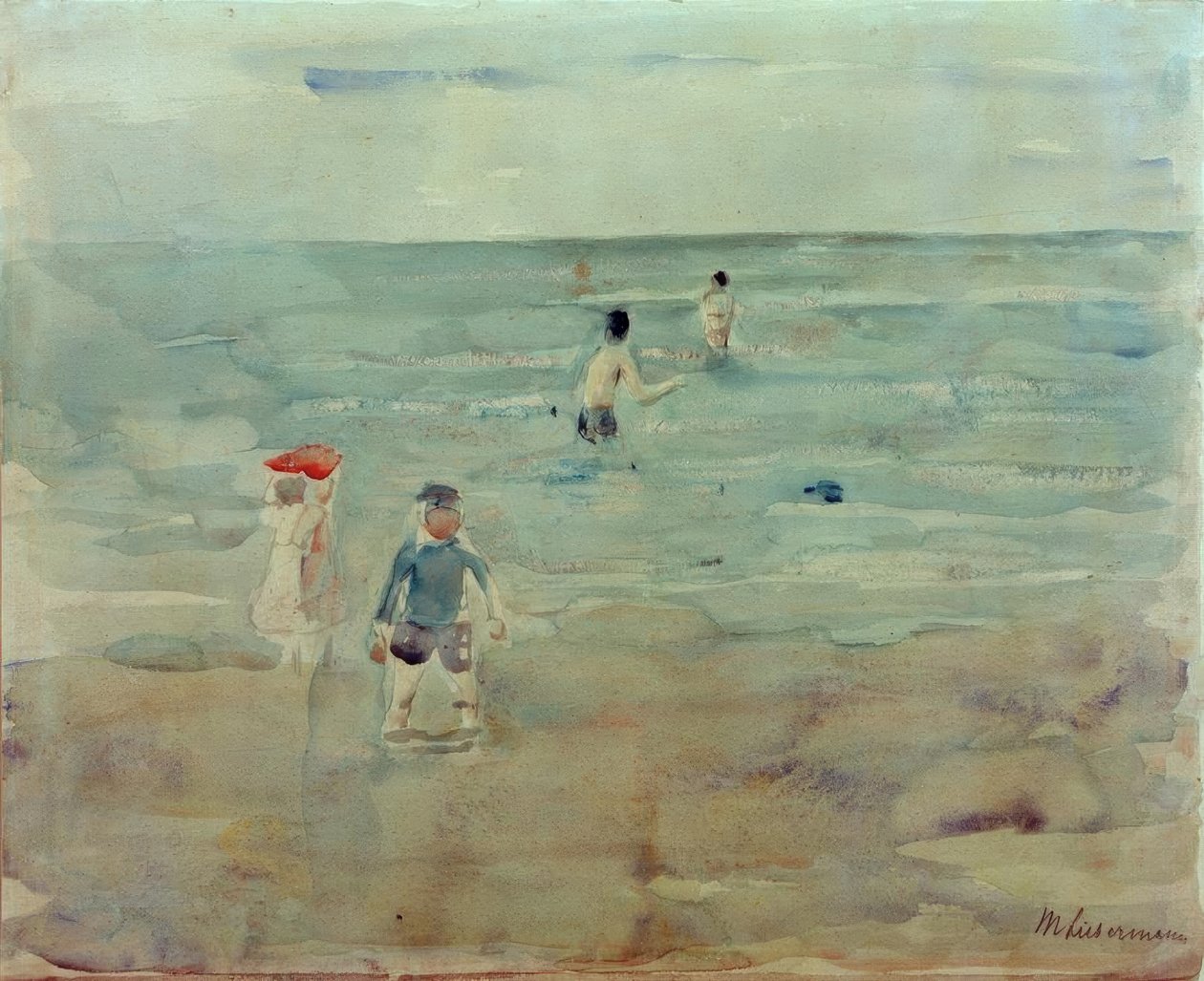 Jongens badend in de zee door Max Liebermann