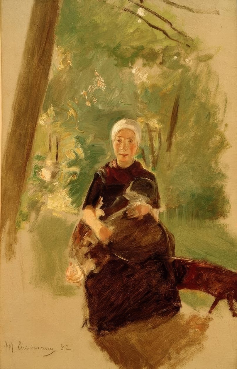 Jonge moeder onder bomen door Max Liebermann