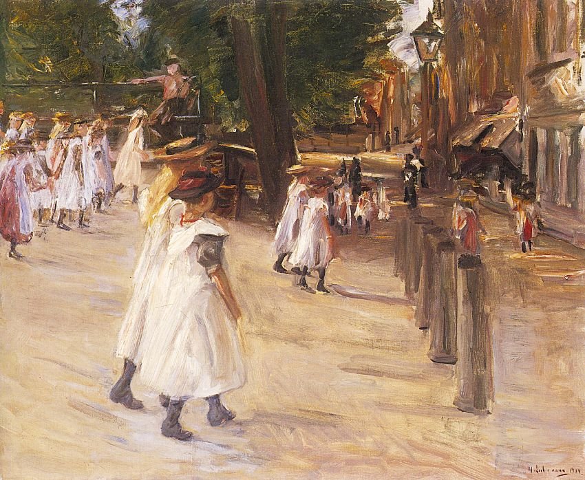 Op weg naar school in Edam door Max Liebermann