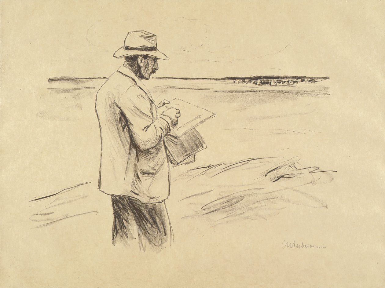 Zelfportret in de open lucht door Max Liebermann
