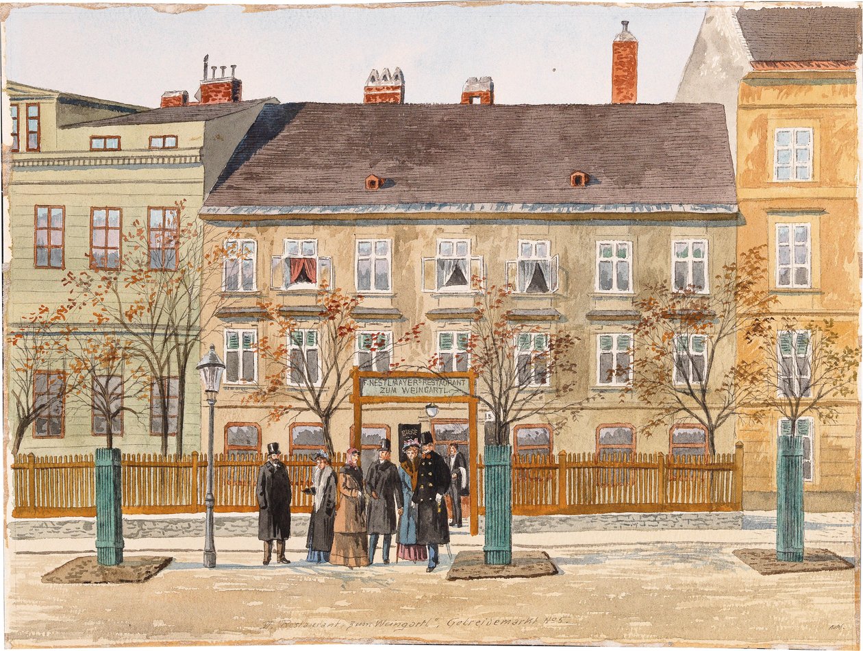 VI., Restaurant Zum Weingartl, Getreidemarkt nr. 5 door Max Neubauer