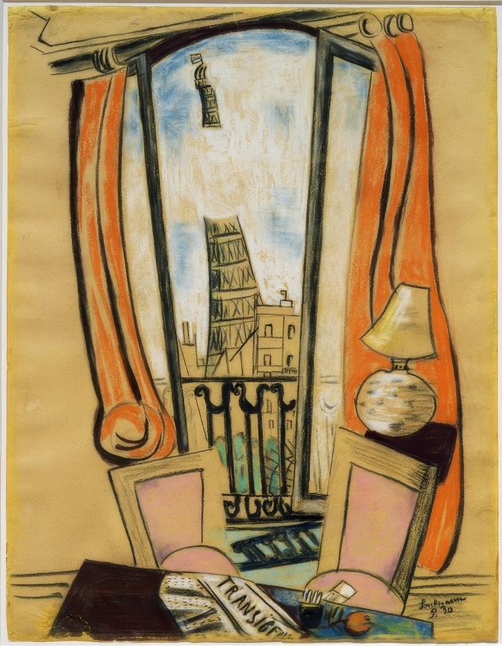 Uitzicht uit het Venster (Eiffeltoren) door Max Beckmann