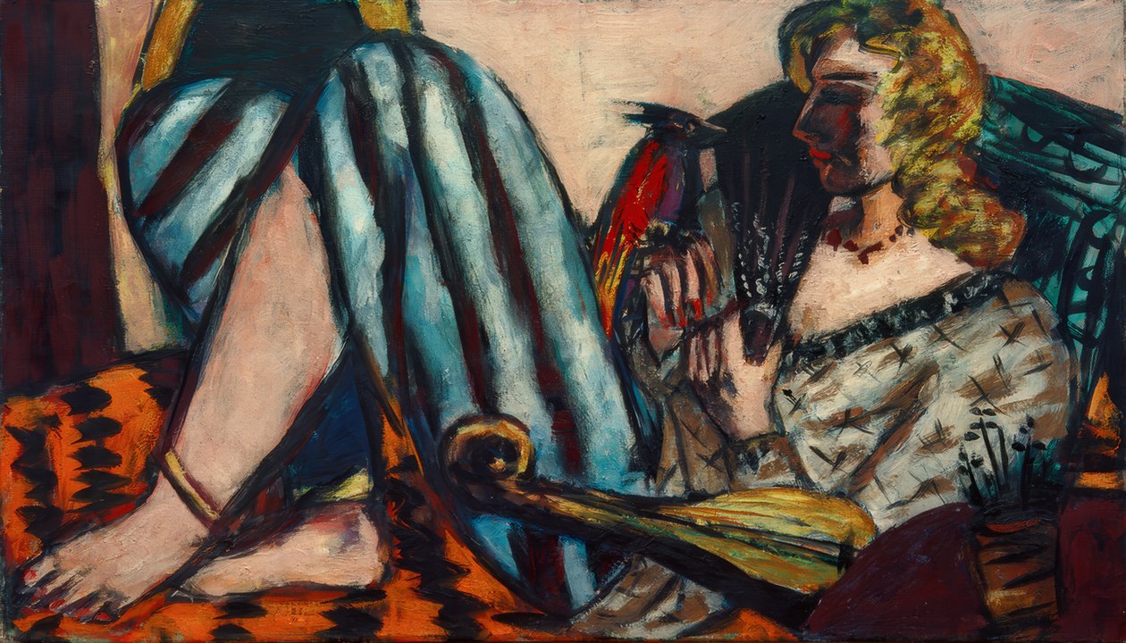 Vrouw met rode haan door Max Beckmann