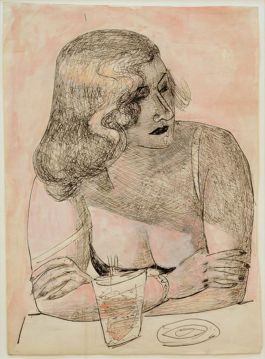 Jonge vrouw met glas door Max Beckmann