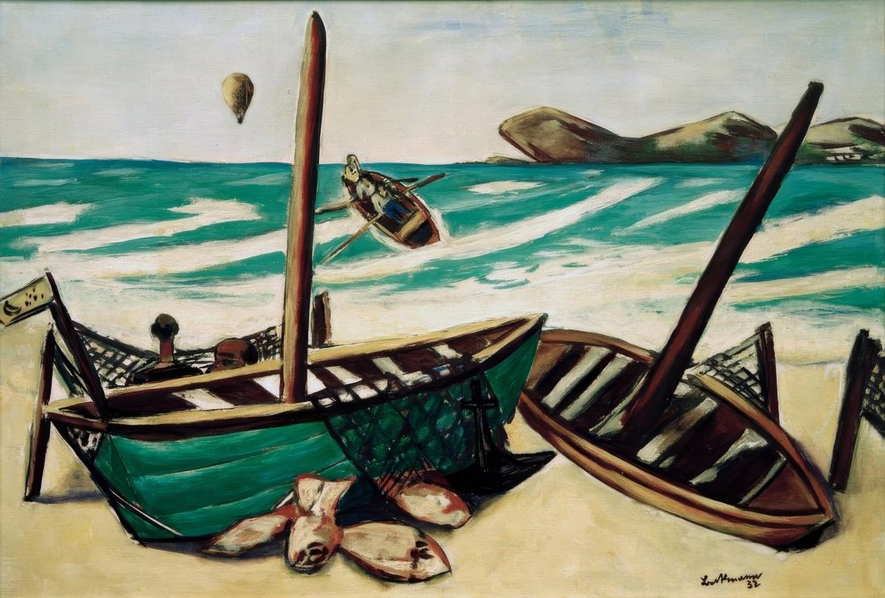 Kustlandschap met ballon door Max Beckmann