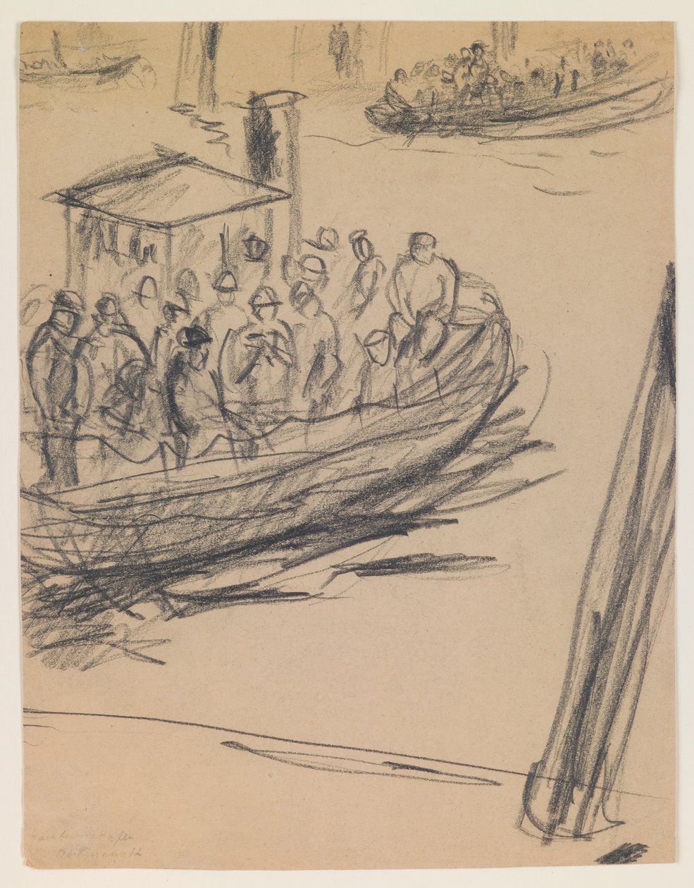 Longboat met havenarbeiders door Max Beckmann