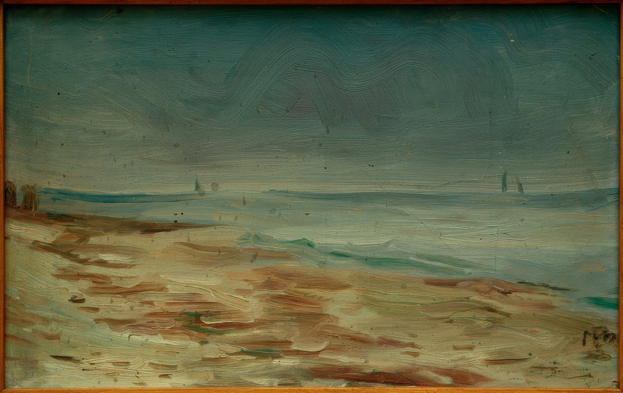 Zee-strand, bruin en grijs door Max Beckmann